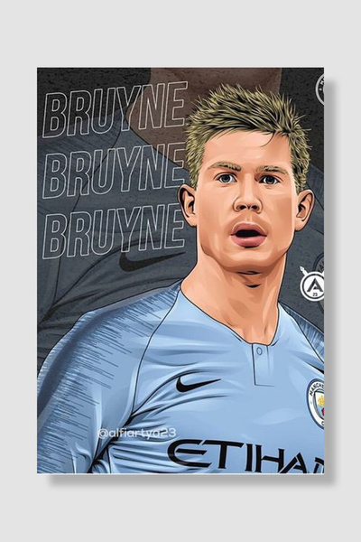 Luna Marissa Kevin De Bruyne Poster Manchester City Açık Mavi Forma Tipografi...