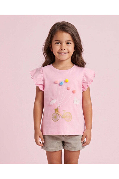 REDTAG Girls Pink 3D Print T-Shirt