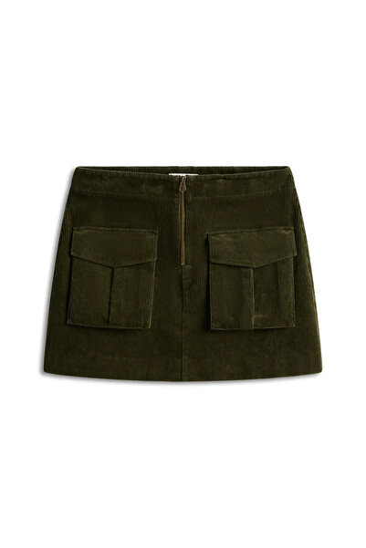 Tommy Hilfiger CORDUROY MINI SKIRT, MR8 Yeşil Kadın Etek