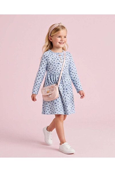 REDTAG Girls Blue Floral Sweat Dress
