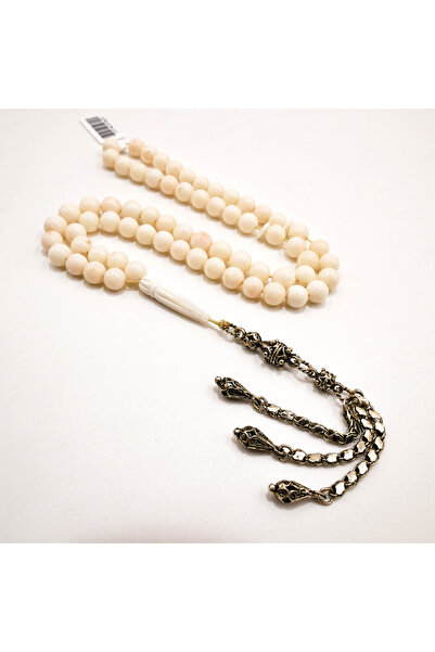 Generic White Coral Rosary 66 Beads 8mm Cream Prayer Beads 61g Antique Silver...