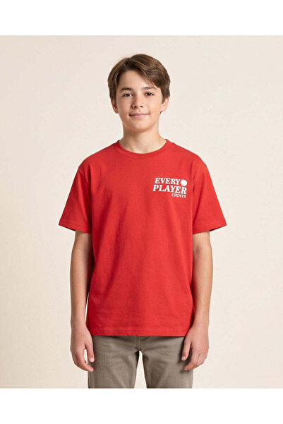 REDTAG Senior Boy Red Graphic T Shirt