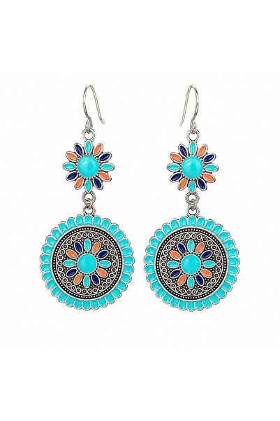Cristina Serene Γυναικεία Κρεμαστά Σκουλαρίκια Boho τιρκουάζ