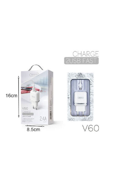 TRANYOO Φορτιστής με 2 θύρες USB-A και καλώδιο micro USB Λευκό (V60-V)