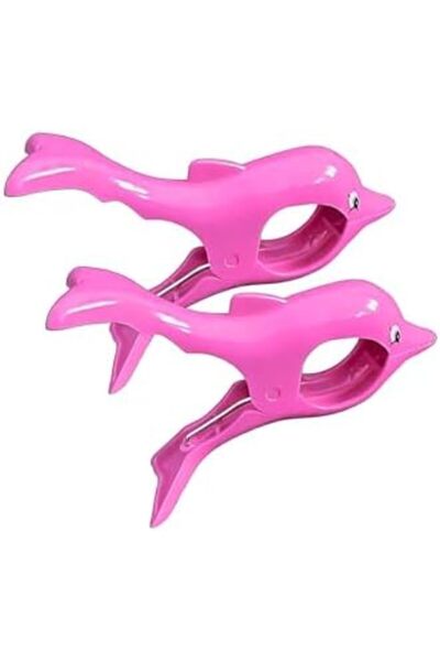 Yıldızan Balance Life Beach Towel Clip, Dolphin Shaped Pink Plastic Towel Hol...