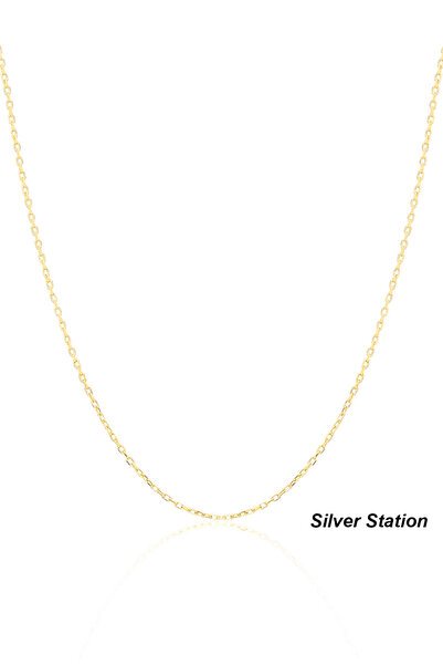 Silver Station 925 Ayar Gümüş Kolye - İnce Zincir Kolye - Altın Renk Kolye