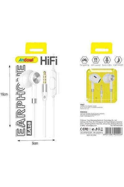 Andowl Ea28 Ενδοωτικά ακουστικά handsfree με βύσμα 3.5mm