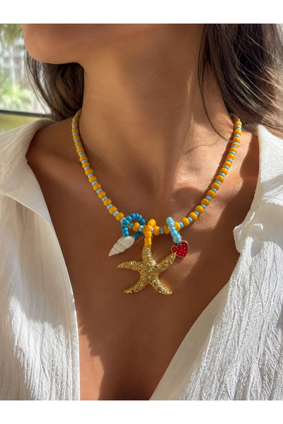 BEAD BERRY Deniz Yıldızı ve Çilek Figürlü Renkli Boncuk Kolye