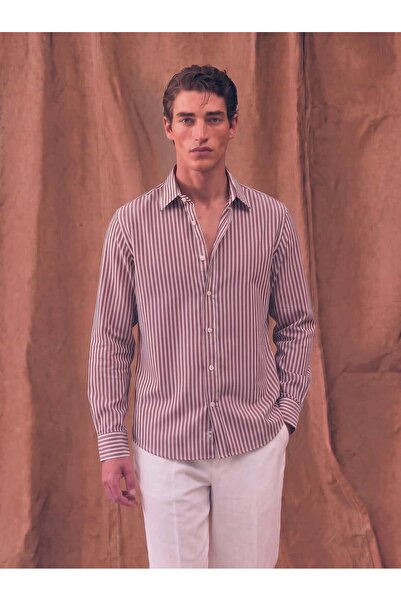 Atelier Old Money Klasik Çizgili Bol Kalıp Gömlek SS7291