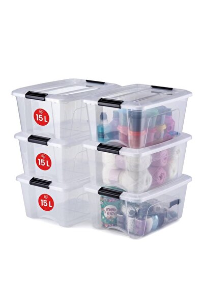 ASTERA Transparent Storage Box Set, 6-Pack, 15 Liters