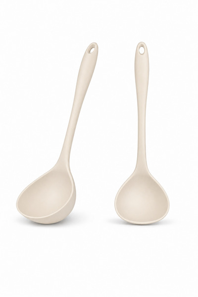 evolis kitchen 1 Piece Heat Resistant Fireproof Non-Stick Silicone Ladle (Cream)