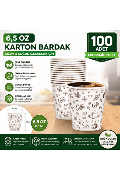 6,5 Oz Karton Bardak 100 'lü