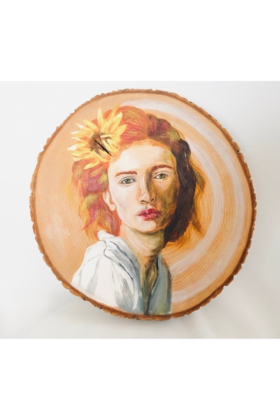 Ay Döndü – Yaren Çevik – 30×30 cm (Yuvarlak) – Tahta Üzerine Yağlı Boya – El Yapımı