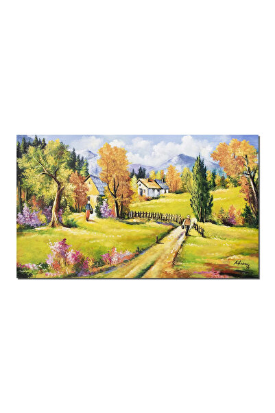 artnova Tablou pictat manual, Amintiri din copilarie, peisaj din natura, 100x...