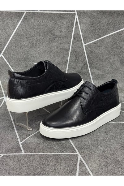 modaayakkabı Black Genuine Leather Eva Sole Sneaker