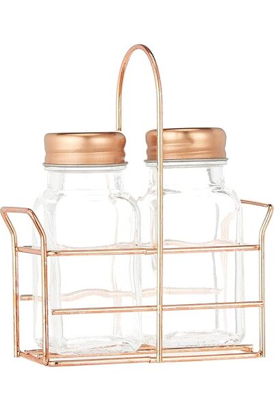 Harmony Table Top 2-Piece Spice Shaker Set - 90 ml - Rose Gold & Clear Glass