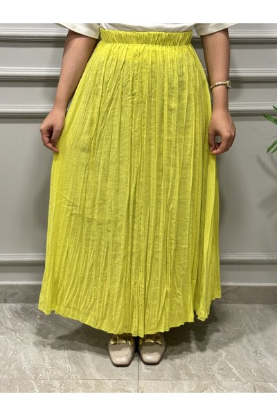 BLUEPERYY 5004 Elastic Waist Crinkled Skirt Pistachio Green
