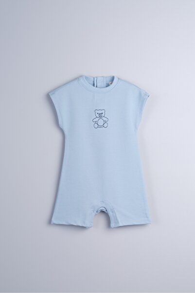 Bondberro Combed Modal Fabric Embroidered Unisex Baby and Kids Jumpsuit (Blue)