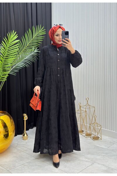 YAĞMUR MODA GİYİM Selen Elbise Siyah