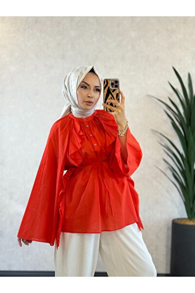 Merwishop Mrw1633 Frill Shirt Coral