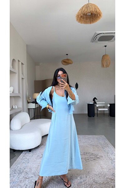 Buket Teke Baby Blue Tensel Premium Shirt Dress Set