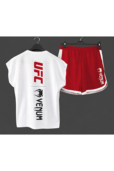 FS CABİN Ufc Front and Back Printed Zero Sleeve Sports Tshirt and Black Short...