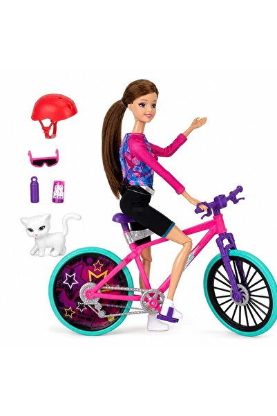 Leski Păpușa Sasha 33 cm cu bicicletă pentru copii, Păpușă sportivă cu acceso...