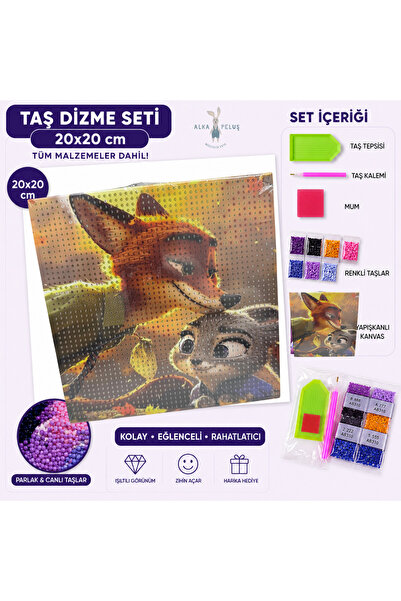 Alka Peluş Zootopia Judy Hopps & Nick Wilde Diamond Painting Taş Dizme Seti 2...