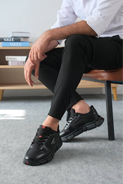 BESKAR Milano Black Leather Black Gel Sole Lace-Up Casual Men's Shoes