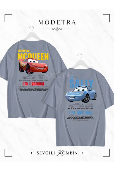 Modetra Women Men Unisex Sally & Mcqueen Cars Back Printed Lover Couple Combi...