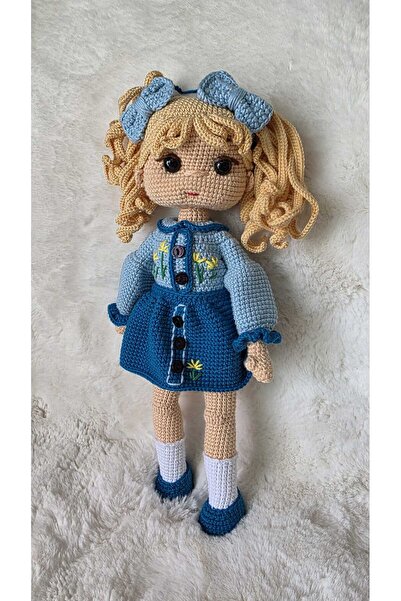 evim oyuncak dünyası Mavi Etekli Ece Bebek Amigurumi Organik