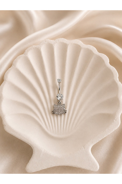 B & S Zirkon Taşlı Çelik Göbek Piercing