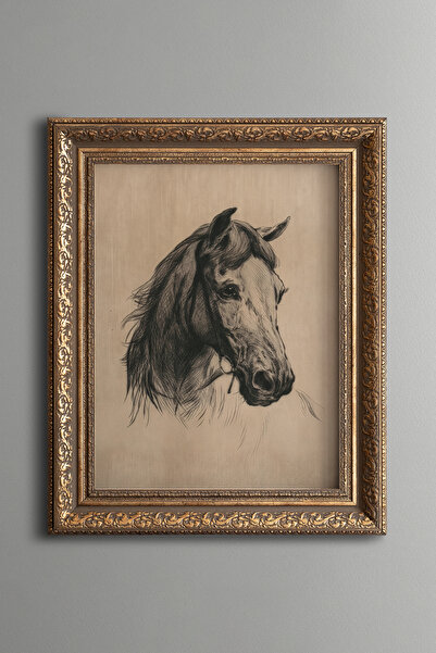 epiqart Horse Portrait Sketch Drawing - Vintage Patterned Painting - Thick Model