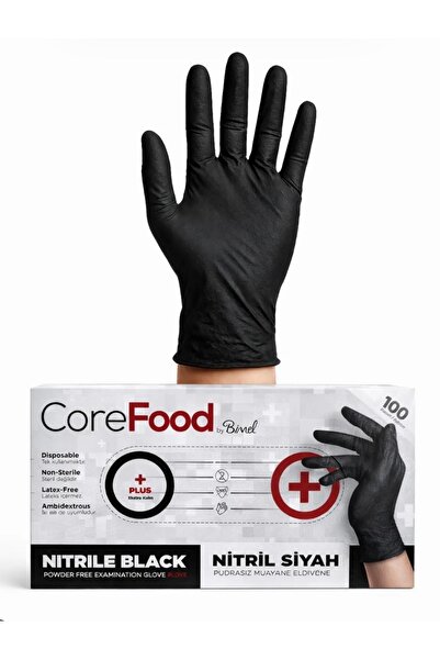 COREFOOD Siyah nitril eldiven L