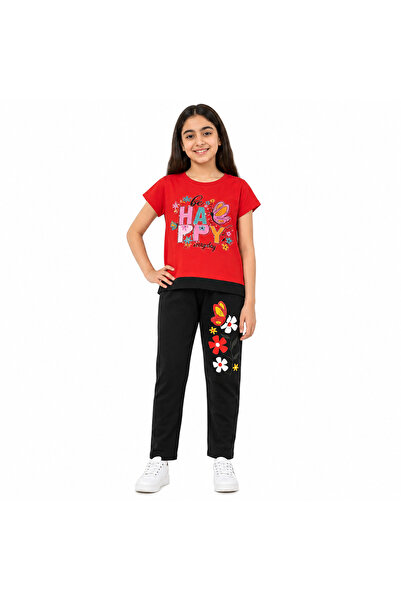 Generic Girl's Set Red T-Shirt and Black Pants Size 12 Years