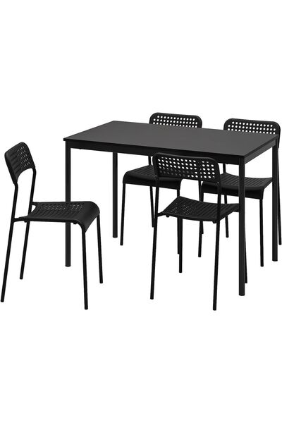 ALTIS Black Dinning table size 110 CM with Four chairs