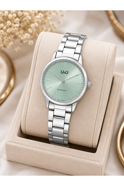 Q&Q Women's Wristwatch Silver Color Turquoise Dial Casual and Stylish Combina...