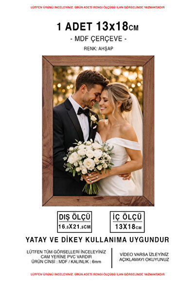 yhfoto 1 Adet 13x18 Çerçeve - Fotoğraf Çerçevesi - Mdf Çerçeve - Resim Çerçev...