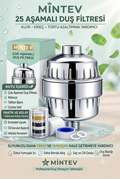 mintev Modern Duş Filtresi – 25 Aşamalı Kireç Önleyici & Klor Azaltıcı Arıtma...
