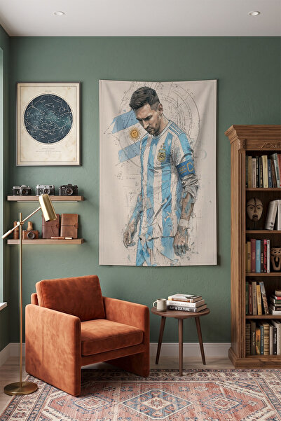 Milura Lionel Messi Duvar Örtüsü – Modern Dekoratif Kaliteli Kumaş Tapestry D...