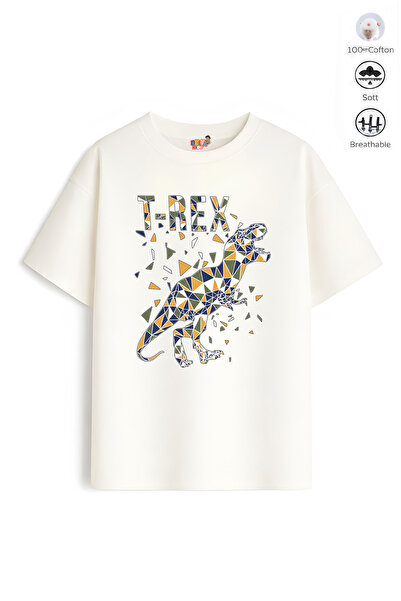 Belya Kids Wear Boy's Oversize Fit Belya Kids Dinosaur Design B31 Cotton T-Shirt