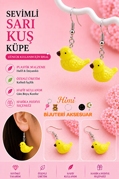 himi bijuteri aksesuar Yellow Bird Cheerful Cute Animal Figured Dangle Earrin...