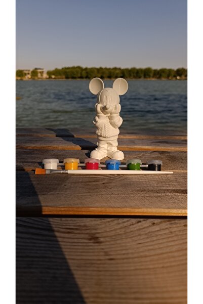 Mickey Mouse Figür Boyama Seti 1 Figür 6 Renk Boya 1 Fırça Kendin Boya Hobi Seti (12×6Cm)