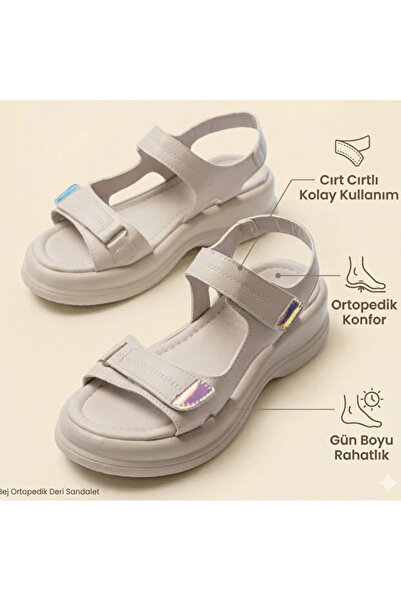 Erdem Store Velcro Strap Women's Sandals Genuine Leather Orthopedic High Sole...