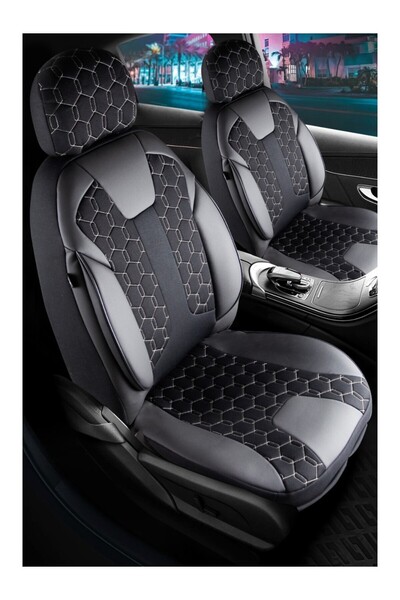 barototuning Audi E-Tron Luxury Leather Edged Auto Seat Cover Set of 5 Black ...