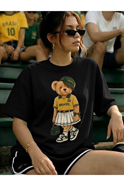 New Shine Brazil Teddy Bear Printed Oversize Cotton T-Shirt