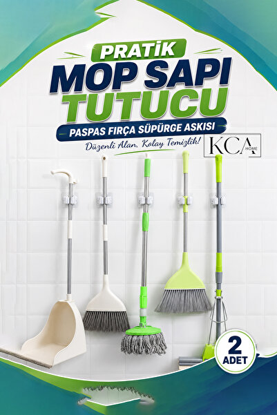 KCA HOME Pratik Mop Sapı Tutucu, Duvara Monte Paspas ve Mop Askısı, Paspas Fı...