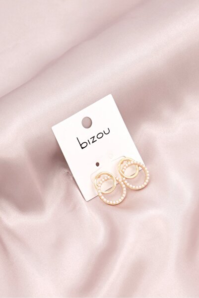 Bizou Women Double Circle Earrings, White