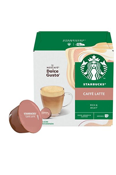 Starbucks Caffè Latte Capsule Cafea, 12 Buc, Compatibile Dolce Gusto, cu Lapte
