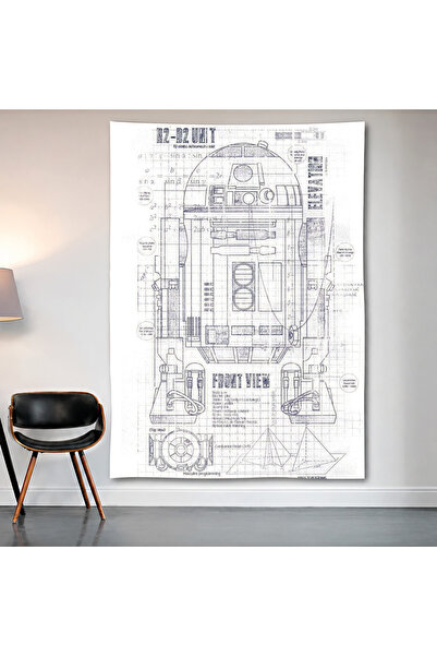 Geek Cultcha R2-D2 Blueprint Wall Covering Wall Tapestry First Quality Satin ...